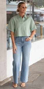 Lily linen shirt - sage