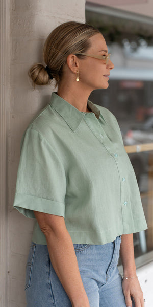 Lily linen shirt - sage