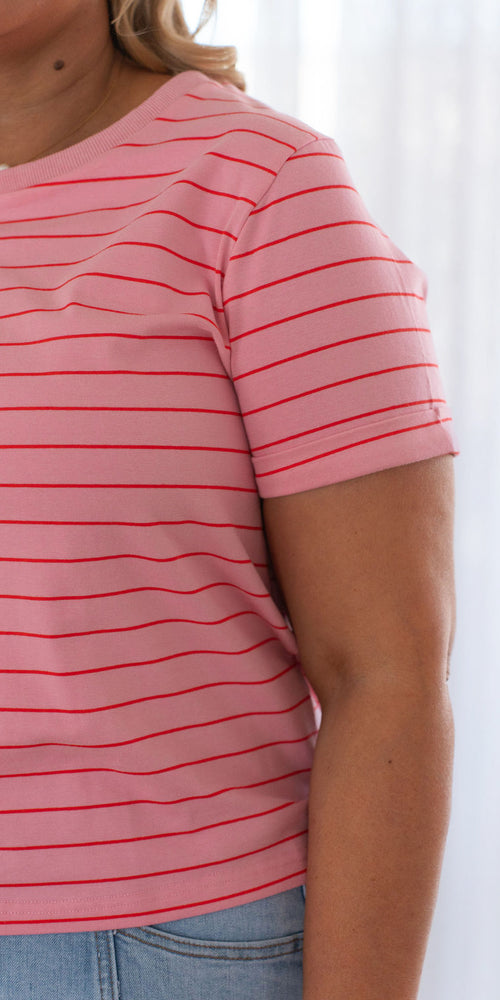 Arlo tee - pink/red stripe