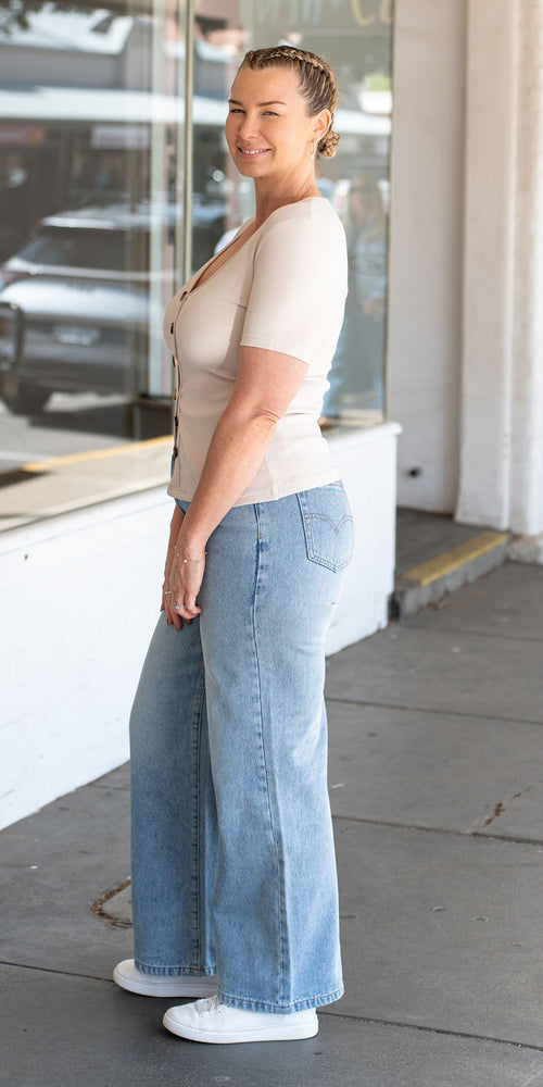 Ava ribbed tee - natural