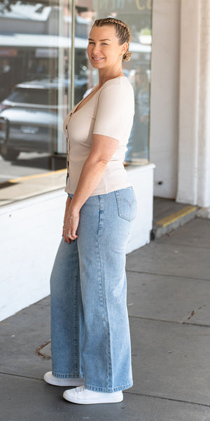 Ava ribbed tee - natural