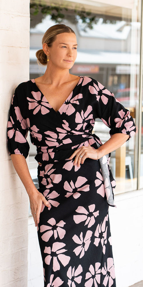Noa top - black/pink