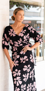 Noa top - black/pink