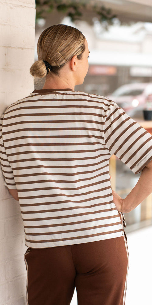 Blake tee - mocha/white