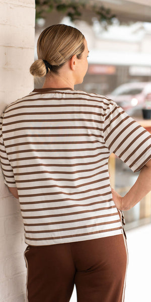 Blake tee - mocha/white