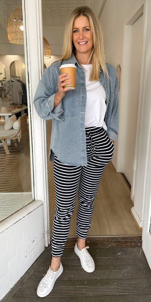 Riley pants - black w stripe