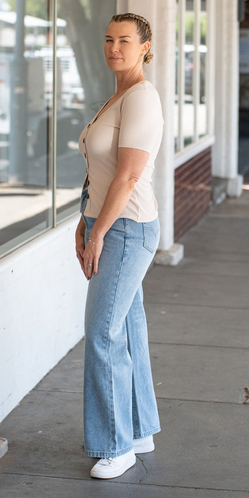 Ava ribbed tee - natural