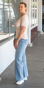 Ava ribbed tee - natural