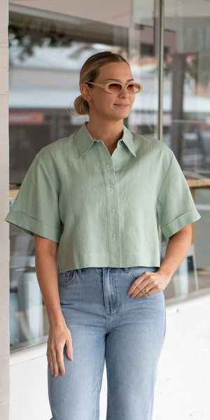 Lily linen shirt - sage