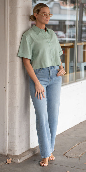 Lily linen shirt - sage