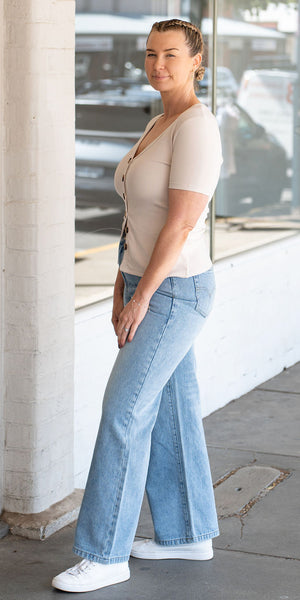 Ava ribbed tee - natural