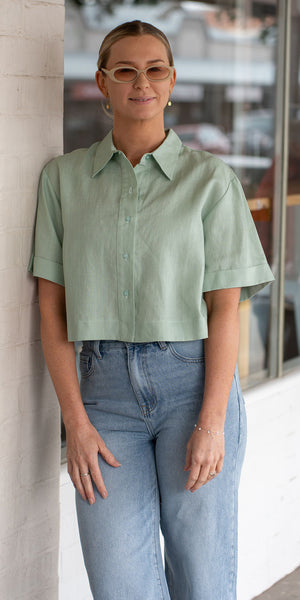 Lily linen shirt - sage