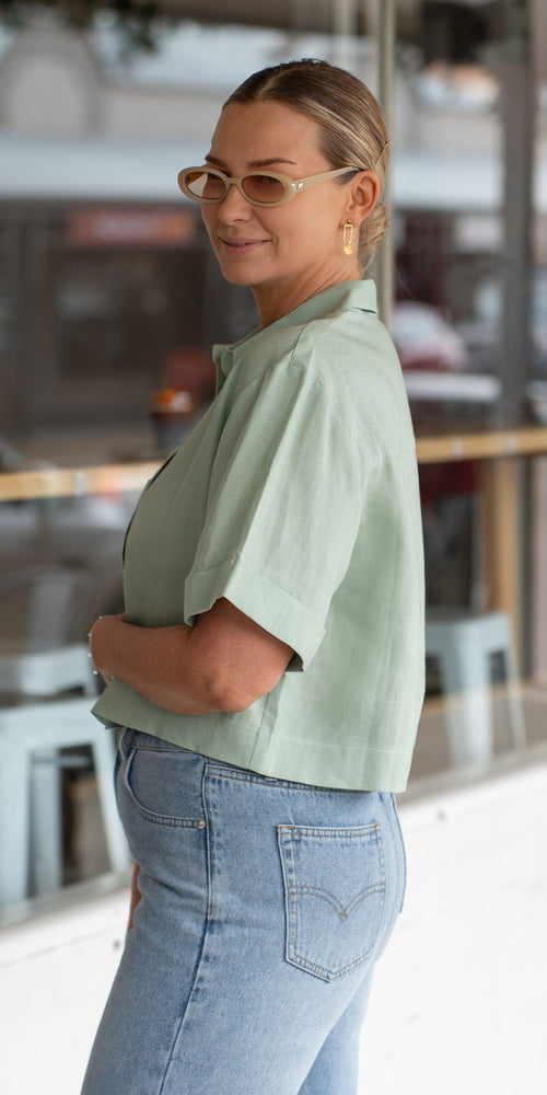 Lily linen shirt - sage
