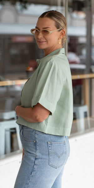 Lily linen shirt - sage