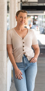 Ava ribbed tee - natural