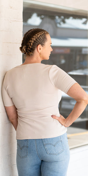 Ava ribbed tee - natural