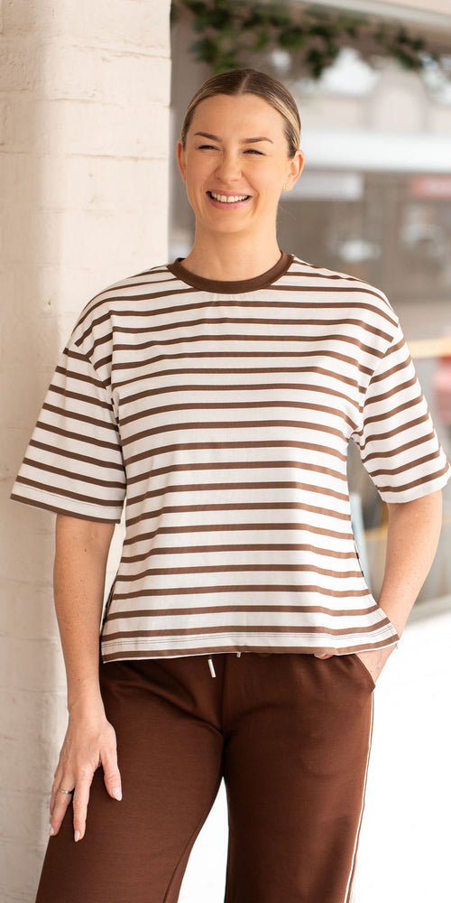 Blake tee - mocha/white