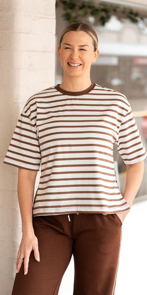 Blake tee - mocha/white